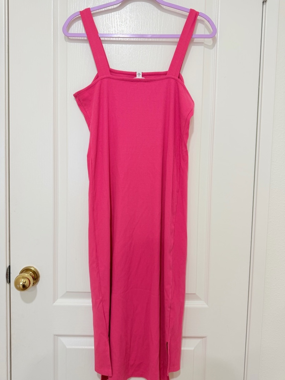 Sleeveless Square-Neck Hot Pink Midi Dress NWT Size M - Picture 6 of 6
